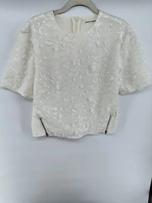 Beautiful Monster Sheer Sequin Blouse Size M Ivory - Image 1 of 3