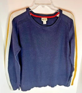 Stylus Long-Sleeve Shaker Striped Sweater Size XL Navy Blue Yellow & White - Picture 1 of 8