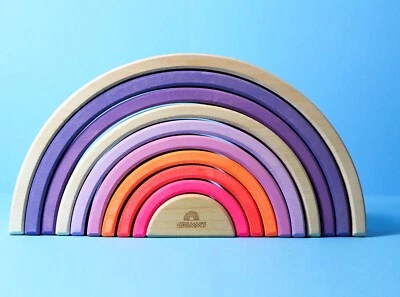 Grimms 15040 Regenbogen Neonpink aus Holz Waldorf 12-teilig Grimm's + BONUS