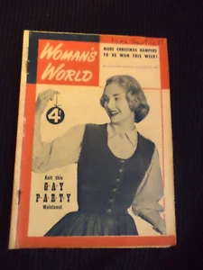 WOMAN'S WORLD MAGAZINE old vintage ORIGINAL 1950S dec 1957 WOMENS KNITTING CRAFT - Imagen 1 de 3