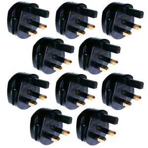 10x Quality US UE 2 pin to 3 pin UK Travel Adapter Plug 250v AC 5amp Black UK - Picture 1 of 8