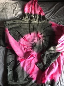 Jon Lauren Sz L Tie Dye Pullover Hoodie Sweatshirt Pink Black New W/O Tag Kid - Picture 1 of 7