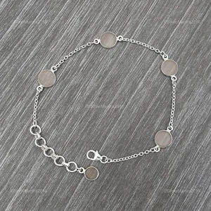 Naturale Quarzo Rosa Argento Massiccio Fidanzamento Moglie Catena Handmade Nozze - Foto 1 di 8