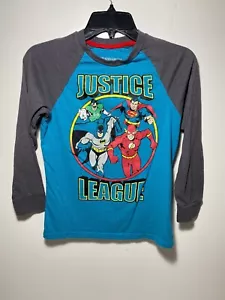 DC Comics: CLASSIC RETRO JUSTICE LEAGUE Boy's Sz L 10/12 Long Sleeve Shirt - Picture 1 of 8