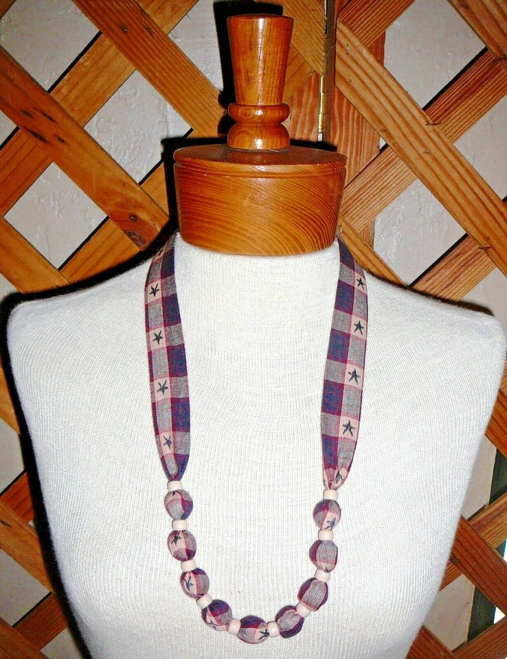 NECKLACES~FABRIC & BEAD~JULY 4th-PATRIOTIC~Reversible~Washable~Designs Vary~NEW - Image 1 of 1