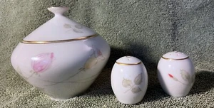 Vintage Heinrich H & C sugar bowl and salt & peppers; Germany; rosebud - Picture 1 of 7
