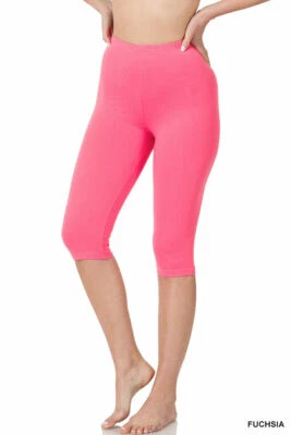 Leggings capri de algodón premium Zenana hasta la rodilla (S-3X) Foto 1 de 3