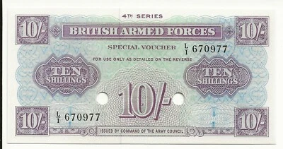 4th Series 1962 British Armed Forces Military 10 shilling note UNC (world/lot) - Image 1 of 2