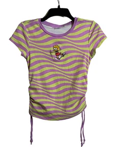 Mad Engine Lisa Simpson Girls Striped T Shirt Pink/Yellow Size Medium - Picture 1 of 5
