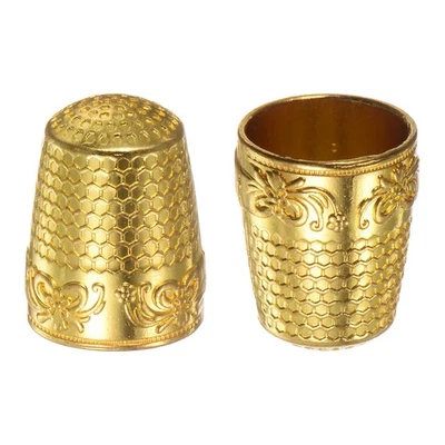 2pcs Sewing Thimble Copper Sewing Thimble Finger Protector, Golden Foto 1 de 4