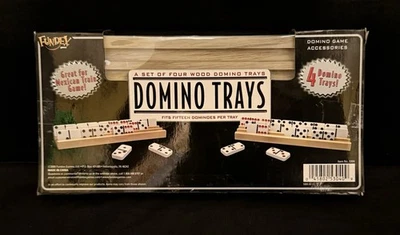 Fundex Juego de 4 Bandejas de Dominó Madera Maciza Juego Accesorio Estante Tren Mexicano Foto 1 de 4