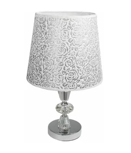 Lume Da Comodino Moderno Abat Jour Lumetto Tavolo Acciaio Paralume Glitter D19a - Foto 1 di 1