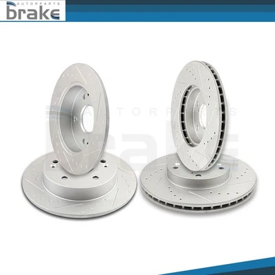 Compatível com Acura ILX 2014 - 2015 2.0L kit com ranhuras conjunto de discos de freio dianteiro e traseiro rotores - Imagem 1 de 4