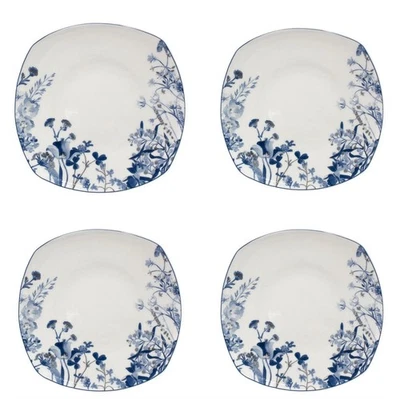 NOVO Conjunto de 4 Pratos de Jantar Mikasa Wildflower Azul 10" Porcelana Óssea Leve - Imagem 1 de 4