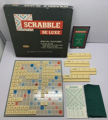 Vintage Scrabble Deluxe Board Game 1983 Spears Built In Turntable - Missing Pegs - Image 1 of 4