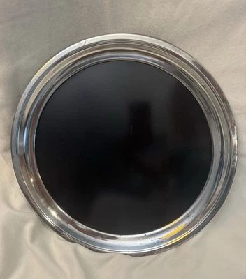 Vintage F.B. Rogers Silver Co 14" Plato de Plata Redondo y Bandeja de Barra Central Formica Foto 1 de 4