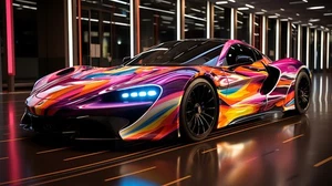 Rainbow McLaren 720S Super Car Poster A3 size 29.7x42cm Semi-Gloss poster only - Picture 1 of 1