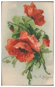 XX1064/ Catharina Klein AK Blumen Mohn Litho ca.1912 - Bild 1 von 2