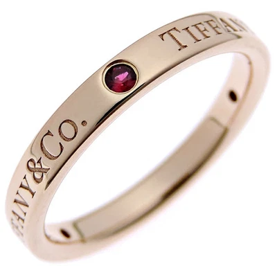 Tiffany 3P Ruby Flat Band Ring 750 Pink Gold US 6.25.5 Women's - Image 1 of 4