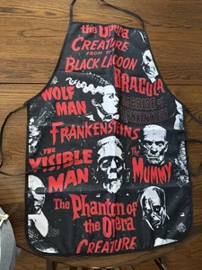 Halloween Monster  Apron, Unique Baking Gift, Chef Apron, Frankenstein and Gang - Picture 1 of 4