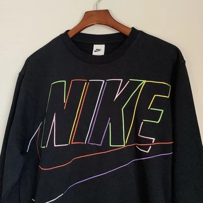 NIKE Rare Sweatshirt Mens Large  Sportswear Club Fleece Colorful Pullover Logo - Image 1 of 4