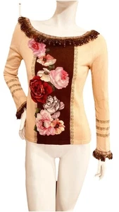 Blumarine Pluma Ribete Cachemira Talla 46 IT - Imagen 1 de 17