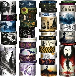 37 Rollen Halloween Washi Tape Junk Journal Scrapbooking Hexen Drachen Spinnen - Bild 1 von 7