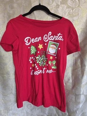 WOUND UP Dear Santa It Wasn't Me Women's Christmas T-Shirt S (3-5) - Image 1 of 4