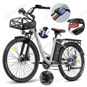 Bicicletta Elettrica 26 Pollici Donna/Uomo City E-Bike 250W Pedelec 20.3AH 25km/h +Cestino - Foto 1 di 7