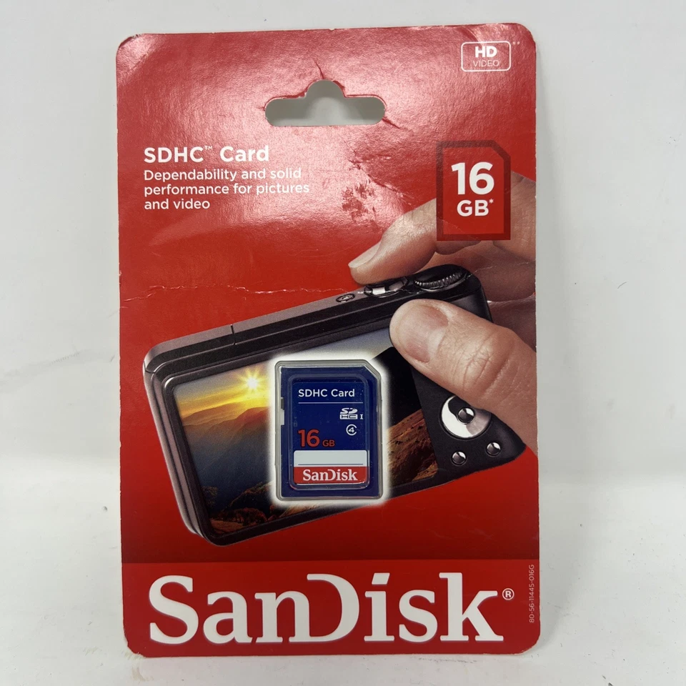 SanDisk 16GB Class 4 SD SDHC Flash Memory Card 16G SDSDB-016G-A46C New - Image 1 of 3