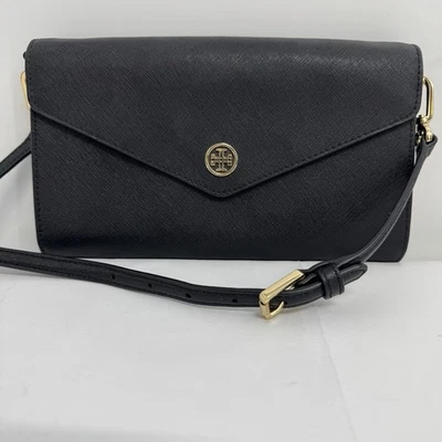 TORY BURCH Robinson 包裹手拿包 斜挎包 钱包 黑色 藏红皮革 — 第 1/4 张图片