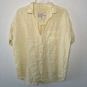 Frank & Eileen Rose Leinen Kurzarm Hemd Damen Medium Gelb Made In Italy - Bild 1 von 7