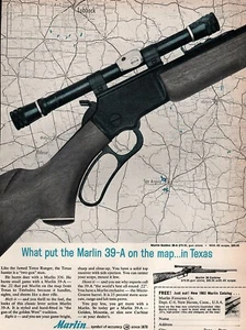 1963 Marlin Golden 39-A Rifle "On the Map in Texas" Original Ad - Picture 1 of 1