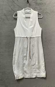 Fabiana Filippi Midi Dress Linen Belted Size UK 12 Grey / Cream - Picture 1 of 8