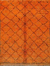 Vegetable Dye Orange Authentic Moroccan Berber Area Rug Plush Wool Handmade 6x7