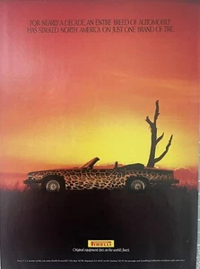 Pirelli Tires Cheetah Sports Car Classic Vintage Print Ad Advertisement 1989 - Picture 1 of 2