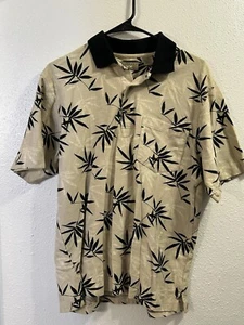 Natural Issue Herren Hemd Medium Schwarz Blumen Knopfleiste Kurzarm Hawaii - Bild 1 von 4