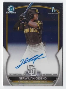 2023 Bowman Chrome Prospects #CPA-NC Nerwilian Cedeno Auto ~ San Diego Padres - Picture 1 of 2