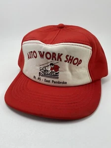 Vintage 1980’s Auto Work Shop Route 5 Pembroke New York Snapback Hat, Red Cap - Picture 1 of 7