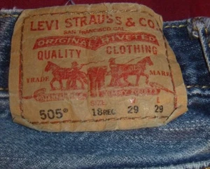 LEVI STRAUSS & CO 505 BOYS LOW WAIST BLUE WASH JEANS STRAIGHT DENIM PANTS 18 REG - Picture 1 of 11