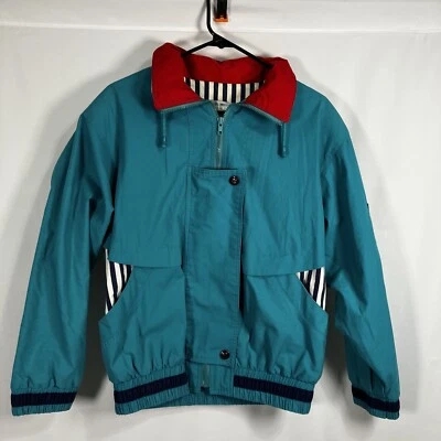 Sailing Jacket Vintage IZZI Size Medium Nautical Teal Red Navy  - Image 1 of 4