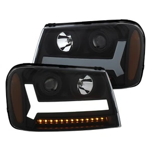 Set of Pair Black Headlights w/ LED Bar and Signal for 2006-2009 Trailblazer LT - Picture 1 of 3