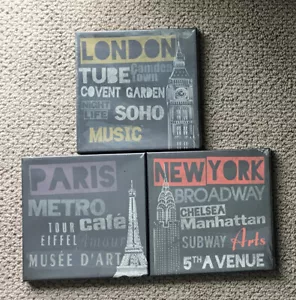 "Arte de pared en lienzo Ikea - Tom Frazier Cities - Nueva York, Londres París - Nuevo - 9,5""" - Imagen 1 de 2
