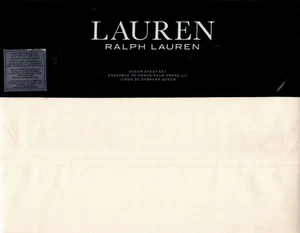 Ralph Lauren Queen Sheet Set Sloane Ivory Anitimicrobial 4pc Cottage Percale - Picture 1 of 3