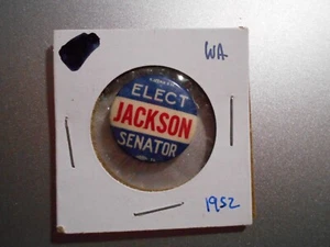 7/8" Henry "Scoop" Jackson 1952 Washington U.S. Senate cello pinback button - Picture 1 of 1