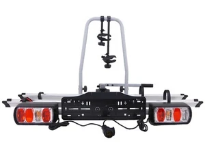 Portabici per 2 e-bike max 60 kg portabici posteriore 2 ruote meccanismo pieghevole - Foto 1 di 12