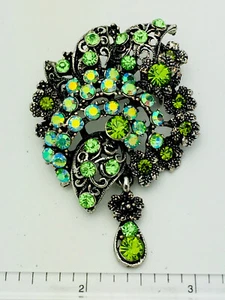 Vintage Look Juliana Style Rhinestone Crystal Brooch Pin/Pendant Green - Picture 1 of 1