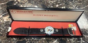 Vintage MICKEY MOUSE Disney Swiss BRADLEY, "Fat Boy" MEN'S WATCH In BOX RUNNING - Picture 1 of 9