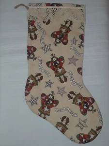 Christmas Stocking 17 " Handmade Angels Happy Holidays Lace  Felt Backing - Picture 1 of 9