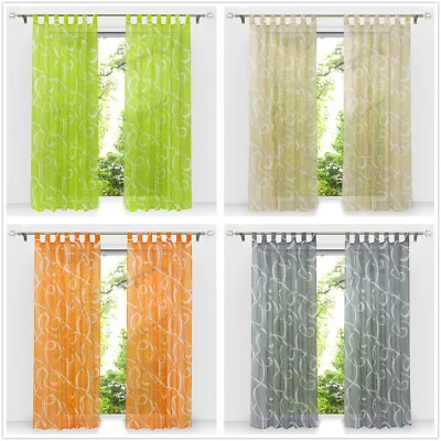 Gardinen Stores mit Ösen Schlaufen Kräuselband Vorhängeschals Voile Transparent - Bild 1 von 4